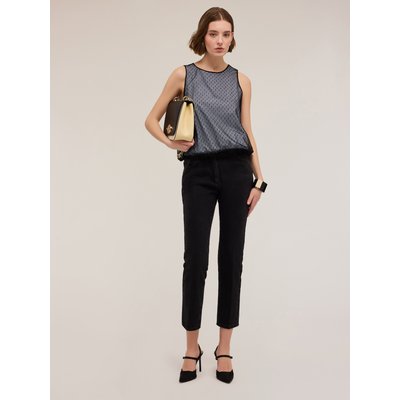 Top in popeline a righe misto cotone e tulle plumetis MOTIVI