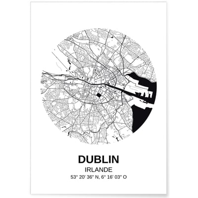 Affiche Carte Dublin L'AFFICHERIE