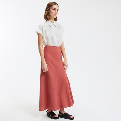Falda larga evasé, lino viscosa, Signature MARION LA REDOUTE COLLECTIONS