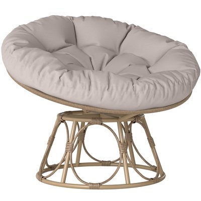 Fauteuil papasan pivotant avec coussin dia. 100 cm gris clair OUTSUNNY