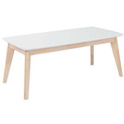 Table basse rectangulaire scandinave blanc et bois clair massif L105 cm LEENA MILIBOO