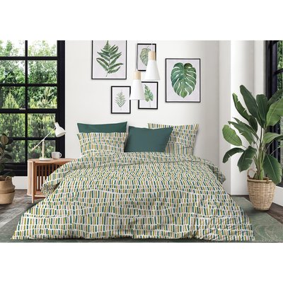 Parure De Lit 2 Personnes Flava Green Avec Housse De Couette Et Taies D'oreiller LES ATELIERS DU LINGE