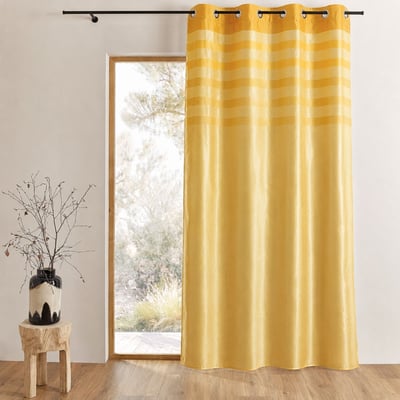 Rideau opaque en shantung avec parement rayé ton sur ton HOME MAISON
