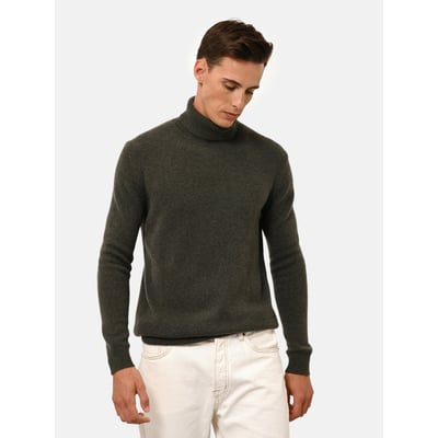Pull Col Roulé 4 Fils Kaki Chiné Sacha JUST CASHMERE