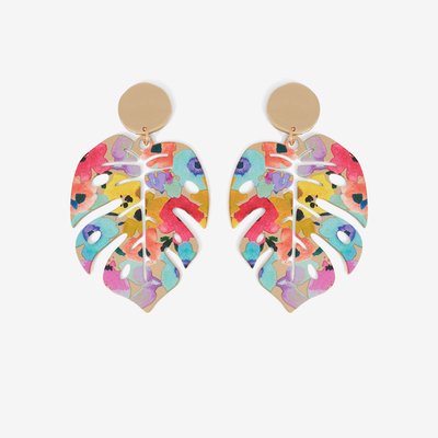 Boucles d'oreilles feuille Balagane imprimé fleurs BALABOOSTE
