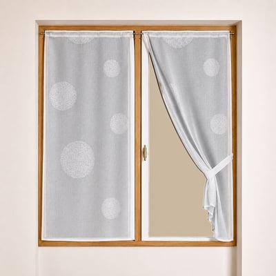 Paire de petits voilages brodés à gros ronds en fils fil textile HOME MAISON