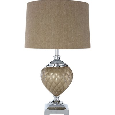 Silver & Brown Glass Table Lamp with Linen Shade SO'HOME