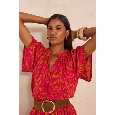 Blouse imprimée à manches courtes en coton MIA Maison 123