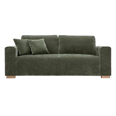 Canapé design 3 places en tissu effet velours vert kaki PEPPER MILIBOO