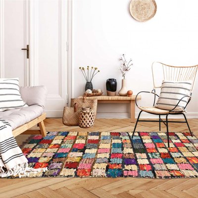 Authentique tapis berbère fait main en tissu recyclé BOUCHAROUETTE 52 UN AMOUR DE TAPIS