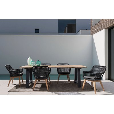 Table de jardin en teck et métal anthracite L240 10 places - MATALA HELLIN, DEPUIS 1862