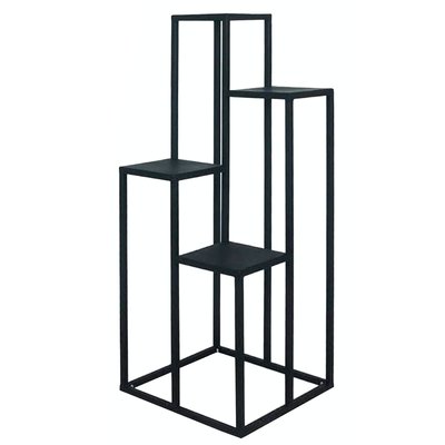 Support pots plantes étagé en métal noir 48x48x132cm WADIGA
