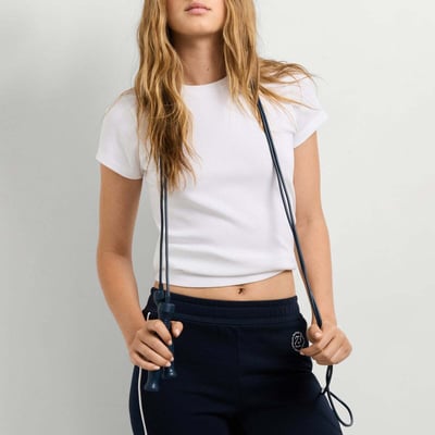 T-Shirt Côtelé À Logo Brodé PEPE JEANS