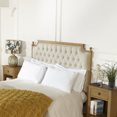 Tête de lit 160 cm style shabby chic en chêne et lin VENICE ROBIN DES BOIS