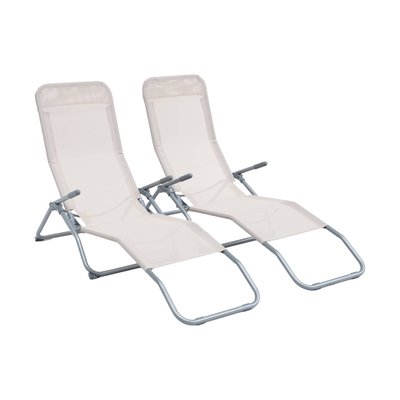 Bain de soleil acier pliant 2 positions (lot de 2) LEVITO SWEEEK