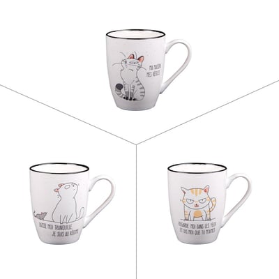 Tasse   23 cl (lot de 3)-FUNNY CAT TREND'UP