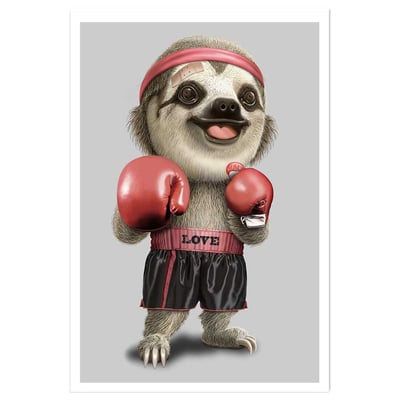 Affiche enfant le paresseux boxeur HEXOA