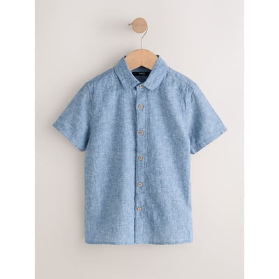 Chemise en lin mélangé à manches courtes NEXT