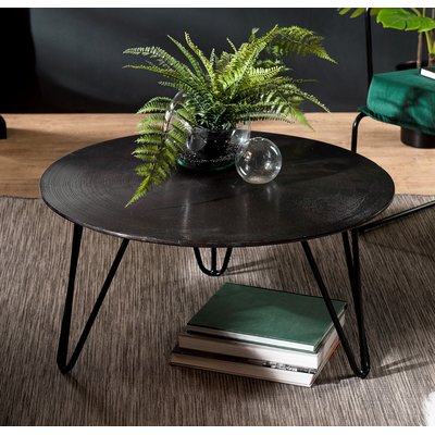 Table basse ronde 75cm métal noir brillant style design contemporain ZALA PIER IMPORT