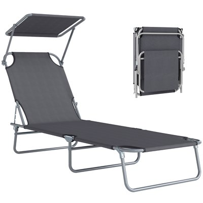 Chaise longue Métal Gris OUTSUNNY