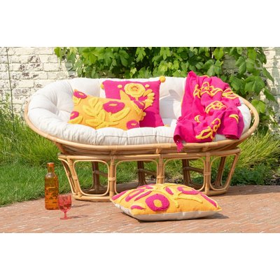 Fauteuil papasan double en rotin beige - MIKA HELLIN, DEPUIS 1862