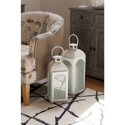 45cm Steel Lantern in White Wash SO'HOME