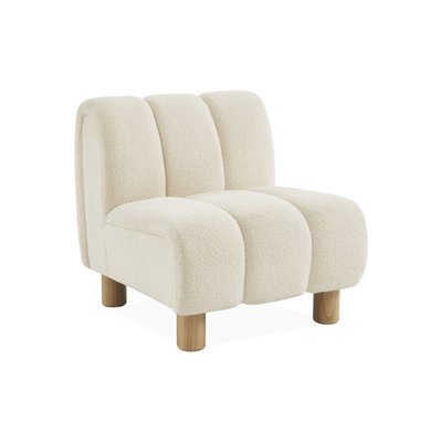 Fauteuil relax pieds arrondis bois d'hévéa et bouclette ANGEL SWEEEK