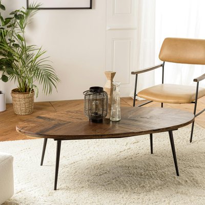 Table basse ovale bois recyclé chevrons KORKAI PIER IMPORT