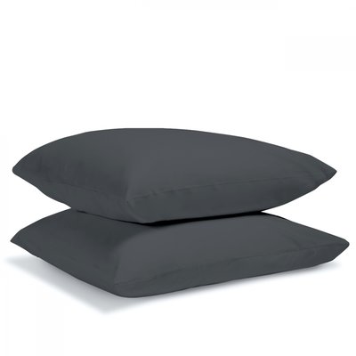 Lot de 2 Taies d'oreiller unie PERCALE DE COTON BLEU CALIN