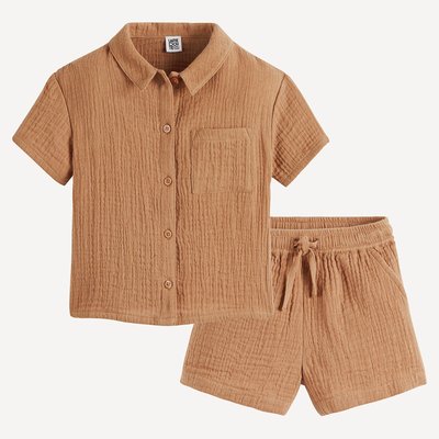 Ensemble short et chemise en double gaze de coton LA REDOUTE COLLECTIONS