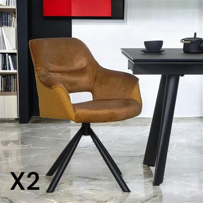 Fauteuil pivotant bi-matière, couleur moutarde (lot de 2) IENA PIER IMPORT