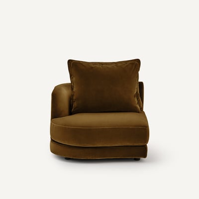Demi-canapé gauche, arrondi, modulable en velours, TIBERIO AM.PM