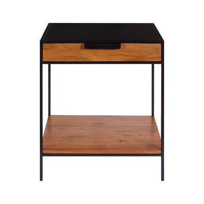 Table de chevet 1 tiroir en bois d'acacia et métal - SALAMA RENDEZ-VOUS DÉCO