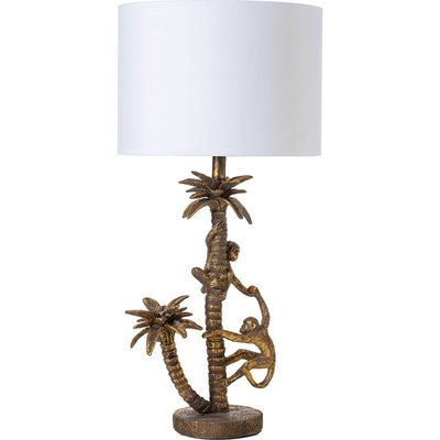 Lampe de table jungle dorée en résine avec abat jour RECOLLECTION
