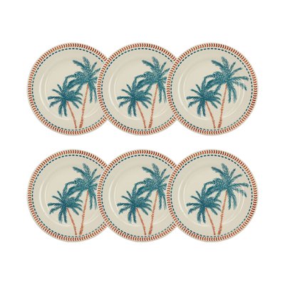 Lot de 6 assiettes plates en grès 26cm, TROPIQUE NOVASTYL