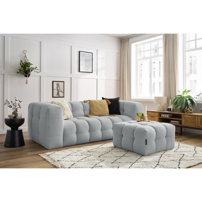 Canapé droit fixe 4 places en tissu avec pouf, CLOUD BOBOCHIC