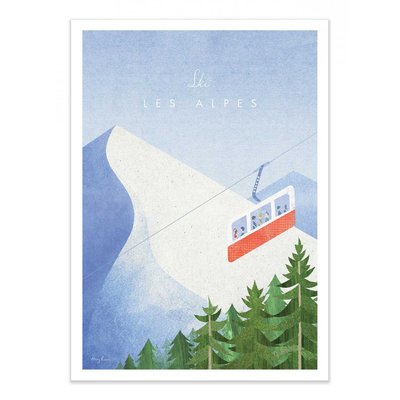 Affiche d’art 50 x 70 cm - Ski Les Alpes - Henry Rivers WALL EDITIONS