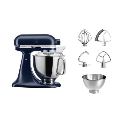 Robot pâtissier 5KSM175PSEIB bleu encre, 4,8 L, bol avec poignée + bol 3 L, batteur souple et couvercle KITCHENAID