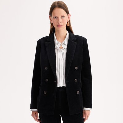 Blazer de corte recto, terciopelo liso ANNE WEYBURN