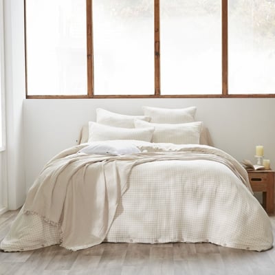 Housse de couette gaze de coton carreaux Vichy - VICHY TERRE DE NUIT