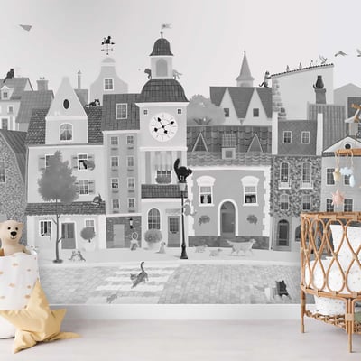 Papier enfant Le village des félins HEXOA