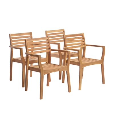 Lot de 4 fauteuils de jardin en acacia massif  MILOS BERAH GETAH