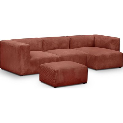 Canapé d'angle à droite modulable 4 places en velours côtelé + pouf - MODULO NEW HOMIFAB