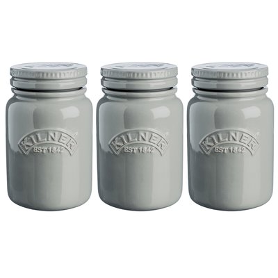 Set of 3 Ceramic Push Top Storage Jars KILNER