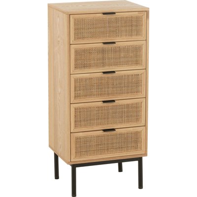 Commode bois naturel et métal  cinq tiroirs style contemporain RECOLLECTION
