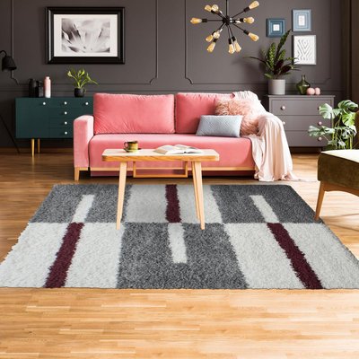 Tapis poils longs shaggy tissé motif géométrique RECTAN UN AMOUR DE TAPIS