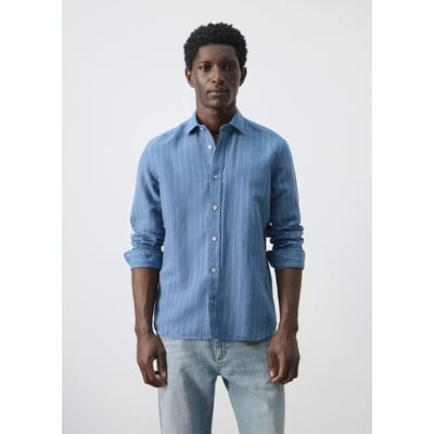 Chemise regular-fit lin coton rayures MANGO MAN