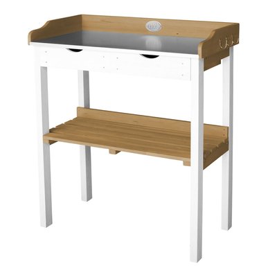 Potting table with 2 drawers brown/white AXI
