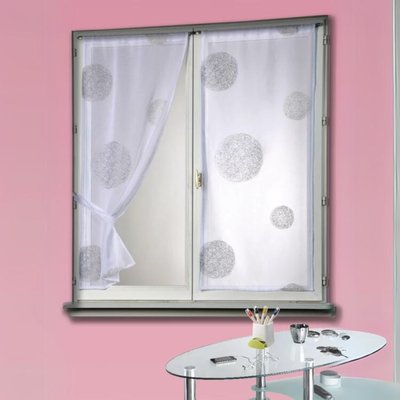Petit Voilage Blanc Brodé 'Ronds Mêlés' HOME MAISON