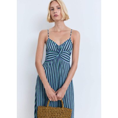 Robe froncée rayures MANGO